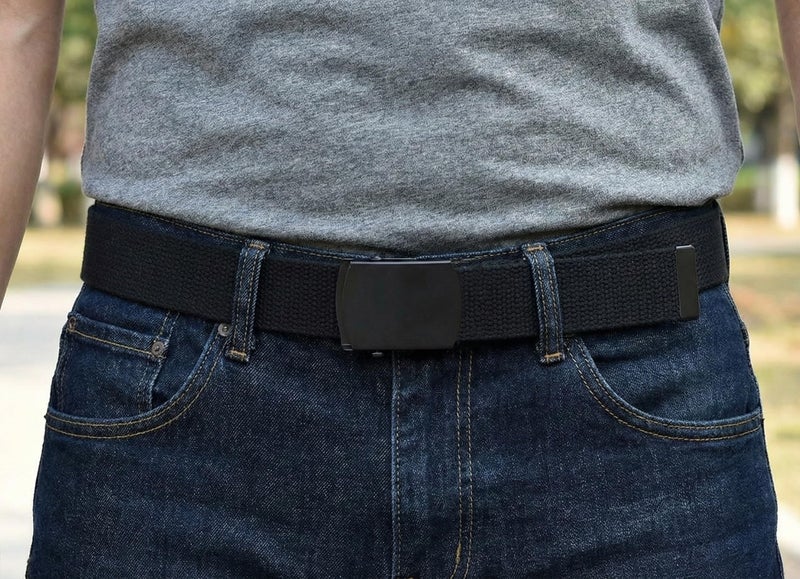 BC Belts Canvas Web Belt Military Style with Black Buckle and Tip 56" Long Many Colors (Black) - Image 2